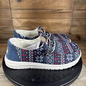 Hey Dude Womens Size 7 Wendy Winter Sweater Size Navy Ugly Slip On Shoes NWT